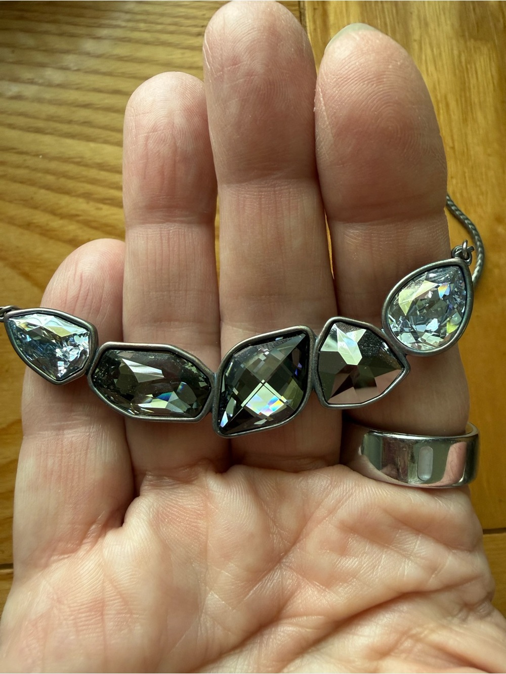 Touchstone Crystal (TC) Hematite and Clear Crystal Five-Stone Necklace - Picture 2 of 3